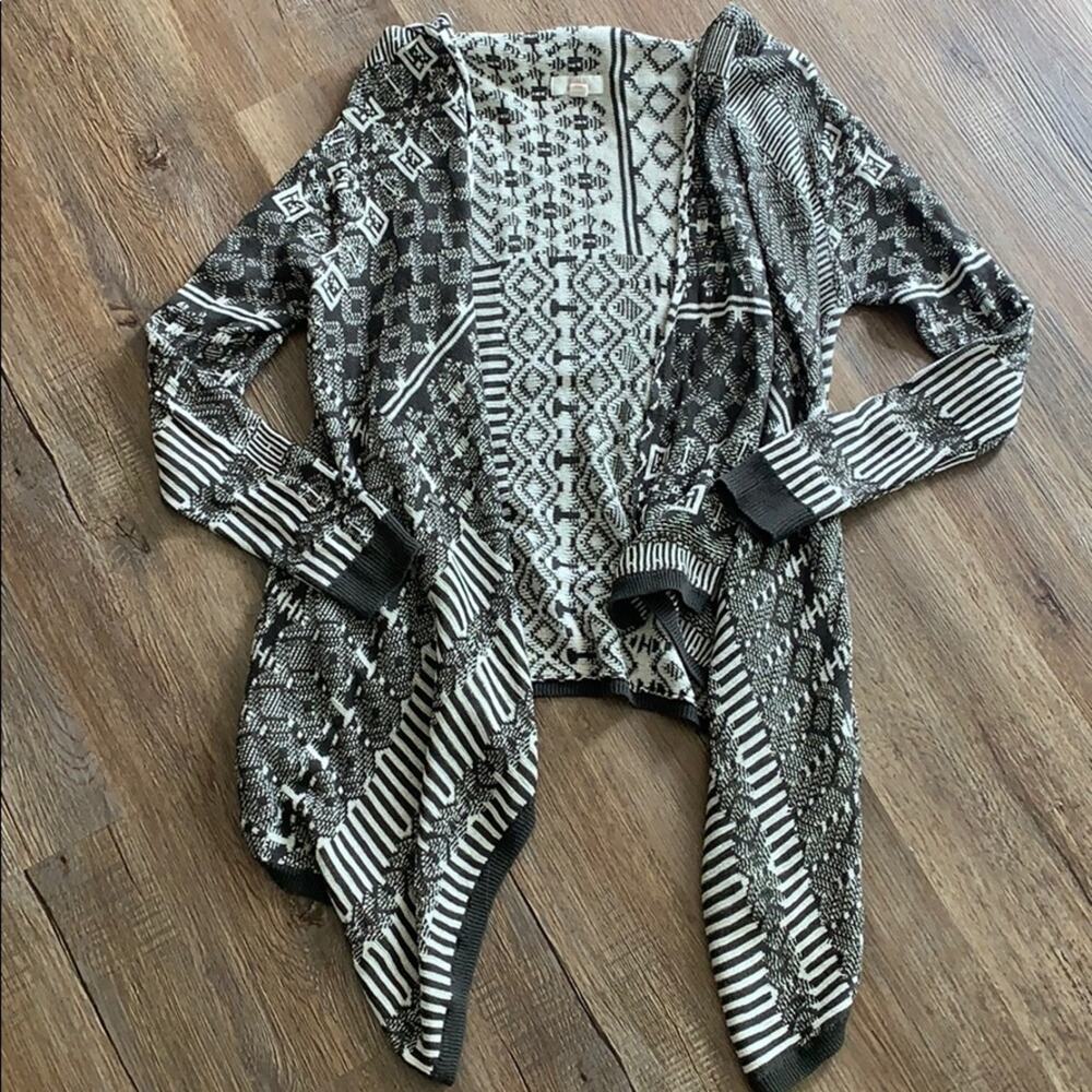 Sun & Shadow Aztec Open Front Cardigan Sweater S - image 2